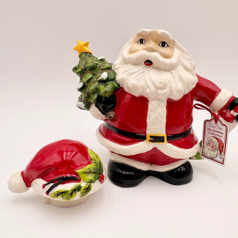 Blue Sky The Holiday Collection Santa Claus Teapot Christmas Tree Candy Cane - Picture 5 of 7